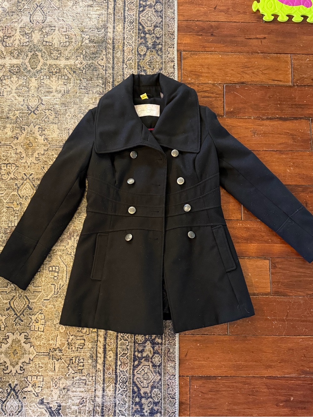 Women’s Jessica Simpson Military Style Black Peacoat | Sz M